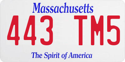 MA license plate 443TM5