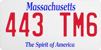 MA license plate 443TM6