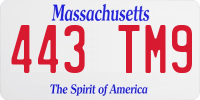 MA license plate 443TM9
