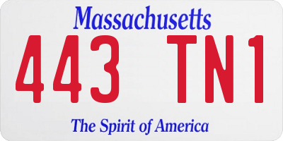 MA license plate 443TN1