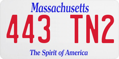 MA license plate 443TN2