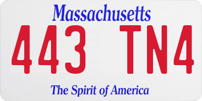 MA license plate 443TN4