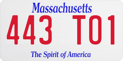 MA license plate 443TO1