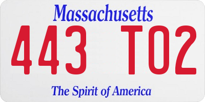 MA license plate 443TO2