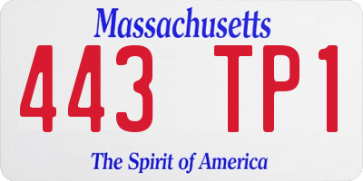 MA license plate 443TP1