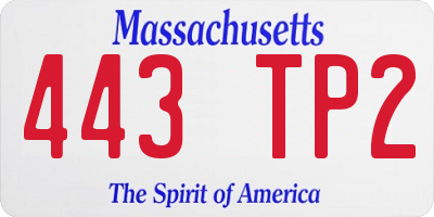 MA license plate 443TP2
