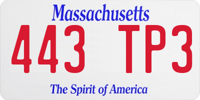 MA license plate 443TP3