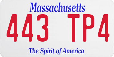 MA license plate 443TP4