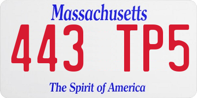 MA license plate 443TP5