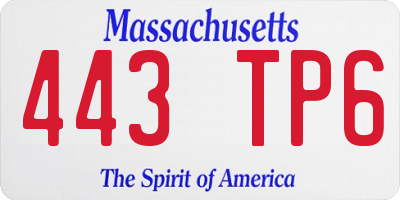 MA license plate 443TP6