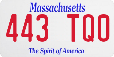 MA license plate 443TQ0