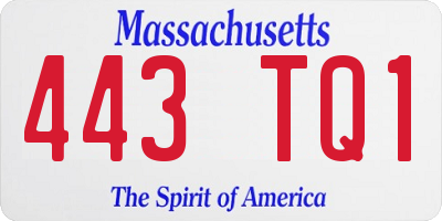 MA license plate 443TQ1