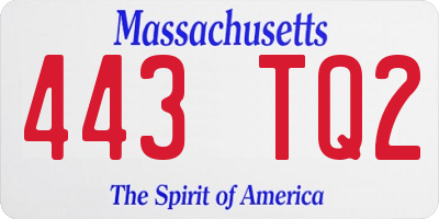MA license plate 443TQ2