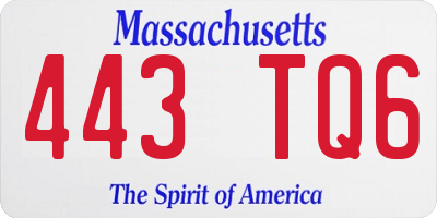 MA license plate 443TQ6