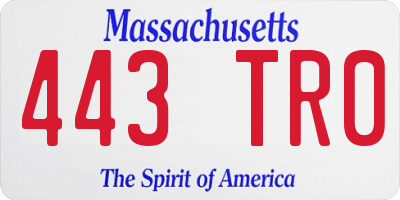MA license plate 443TR0