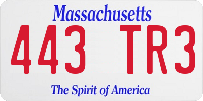 MA license plate 443TR3