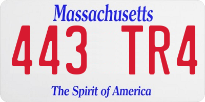 MA license plate 443TR4