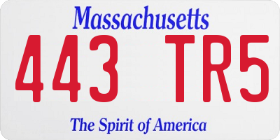 MA license plate 443TR5