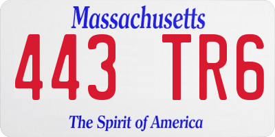 MA license plate 443TR6