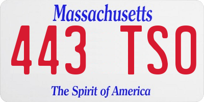 MA license plate 443TS0