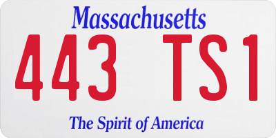 MA license plate 443TS1