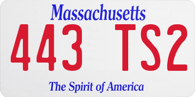 MA license plate 443TS2