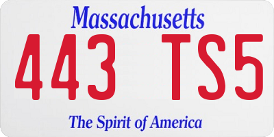 MA license plate 443TS5