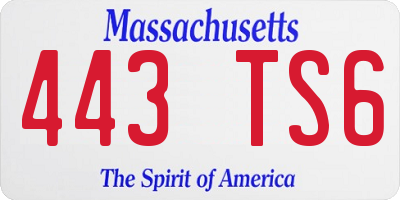 MA license plate 443TS6