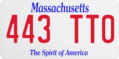 MA license plate 443TT0