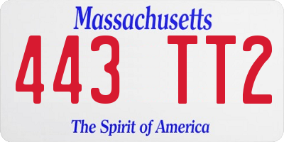 MA license plate 443TT2