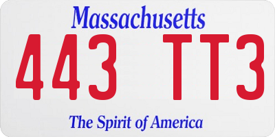 MA license plate 443TT3