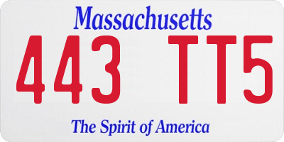 MA license plate 443TT5