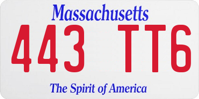 MA license plate 443TT6