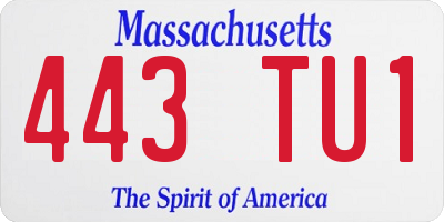 MA license plate 443TU1