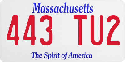 MA license plate 443TU2