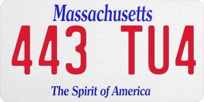 MA license plate 443TU4
