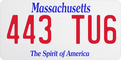 MA license plate 443TU6