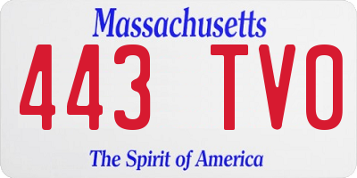 MA license plate 443TV0