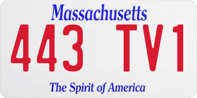 MA license plate 443TV1