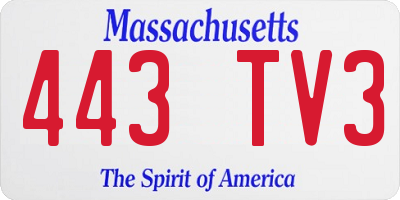 MA license plate 443TV3