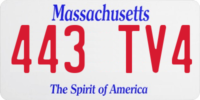 MA license plate 443TV4