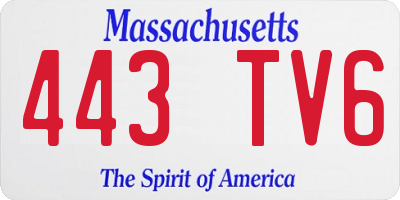 MA license plate 443TV6