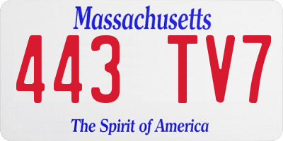 MA license plate 443TV7