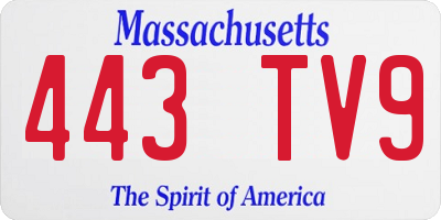 MA license plate 443TV9