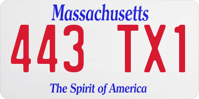 MA license plate 443TX1