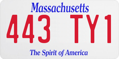 MA license plate 443TY1