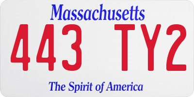 MA license plate 443TY2