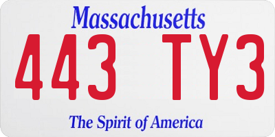 MA license plate 443TY3