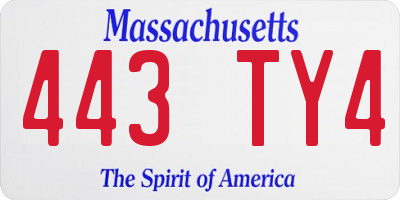 MA license plate 443TY4