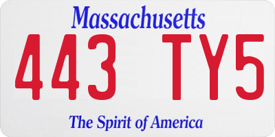 MA license plate 443TY5
